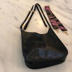ah-dormer vegan black leather bag with interchangeable straps